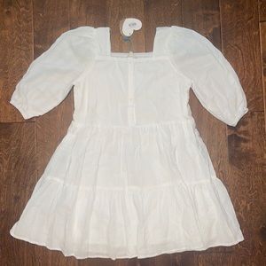 NWT Hayden Girls Girls Square Neck Button Detail Tiered Dress, Off White - XL